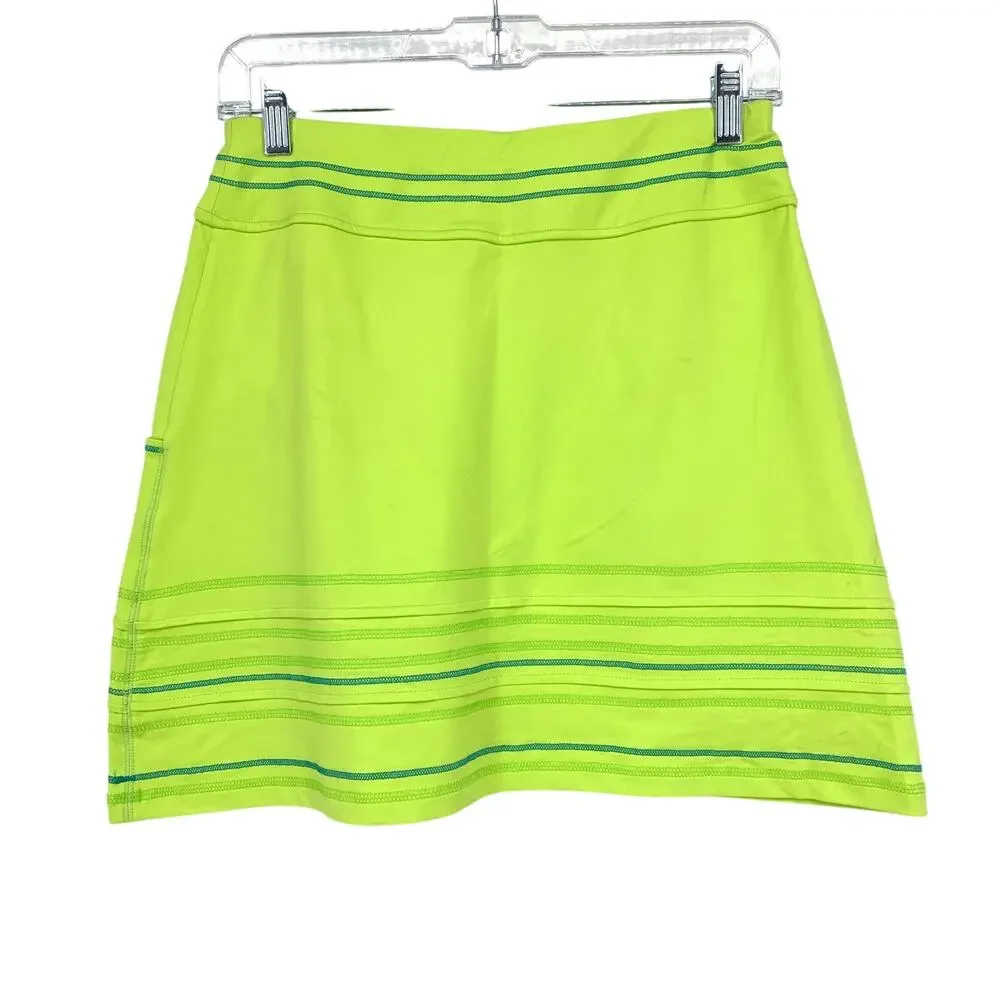 Title Nine Athletic A-Line Mini Skirt Womens XS Lime Green Blue Stitching